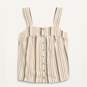 Old Navy Cream Pink and Black Striped Sleeveless Boxy Cropped Tank Top